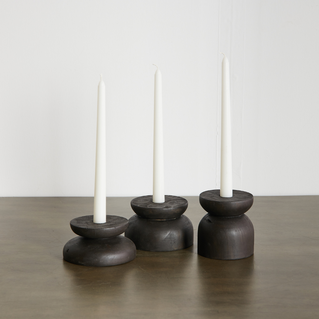 Organic Wood Taper Candlestick Holder