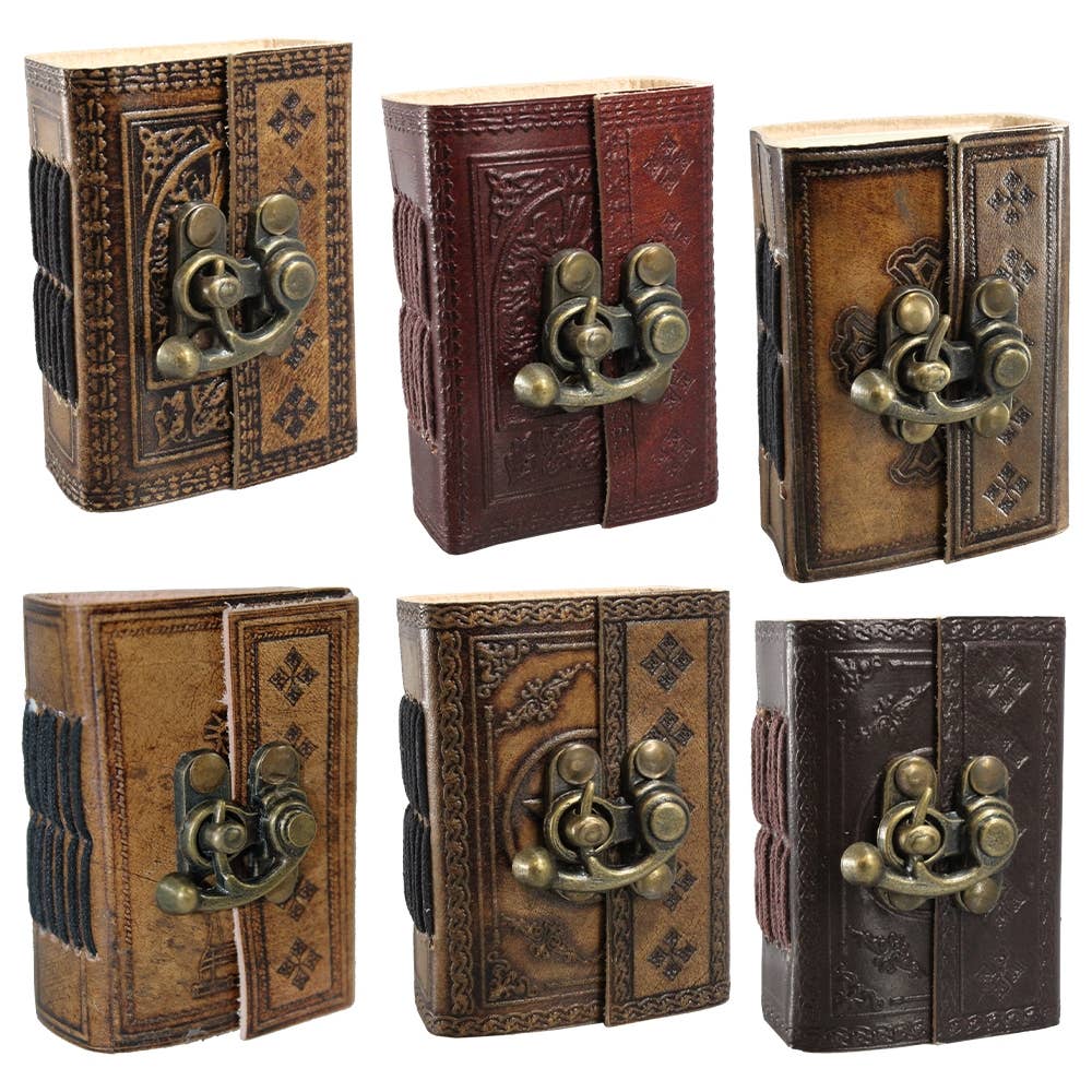 Leather Embossed Mini Journal w/Lock - ASE142