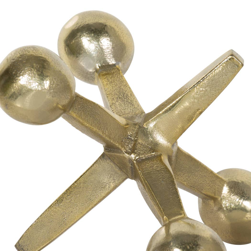 Metal Modern Jacks Decorative Sculpture - Gold, 5 in.