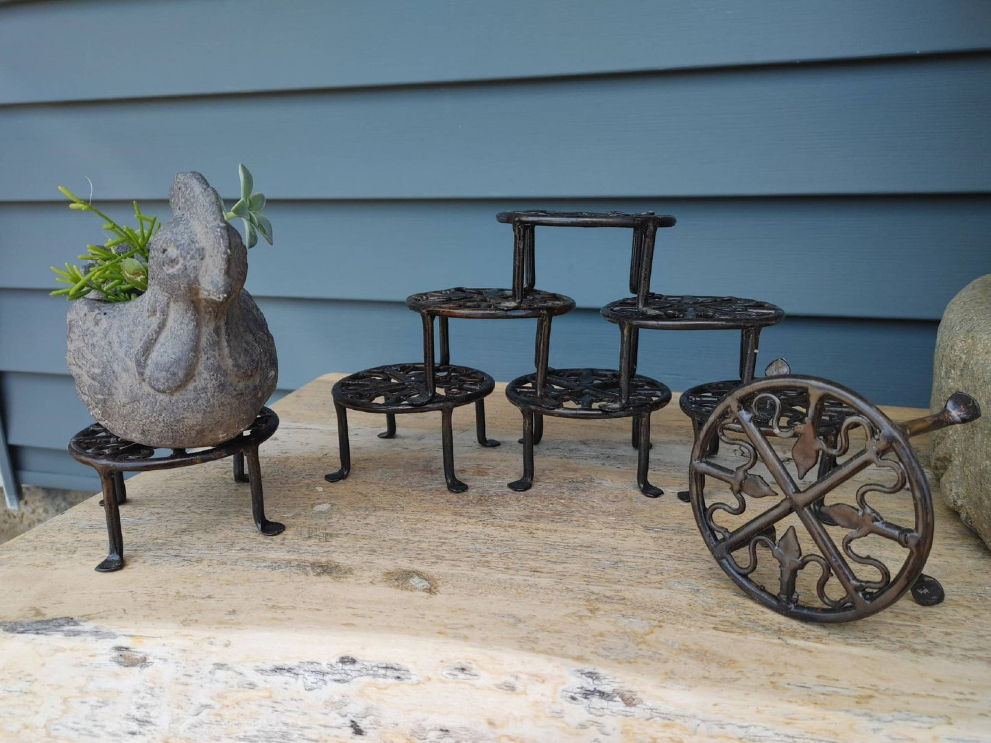 4" Round Wrought Iron Plant Stand