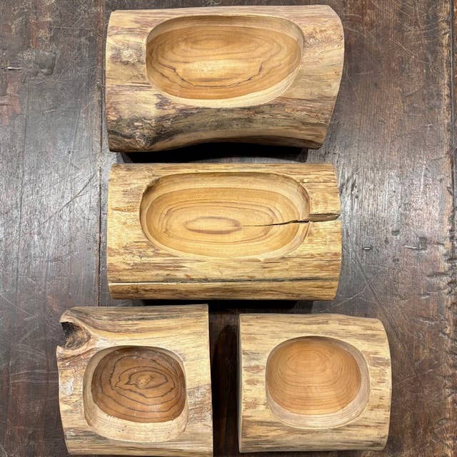 Wood Planter-Teakwood Log