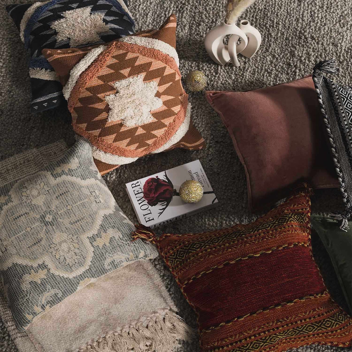 Bigaa Teal Medallion Throw Pillow