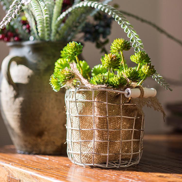 Artificial Plant Faux Succulent Stem Set in Green 13" Tall