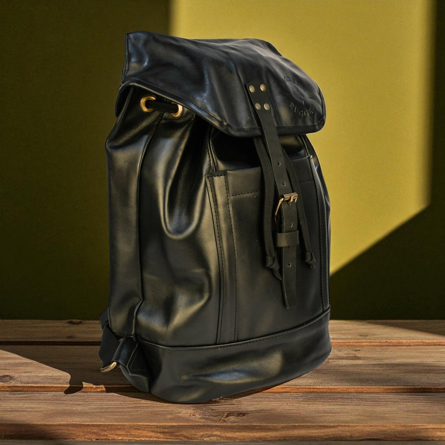 Bovine Leather Single Strap Backpack - Black