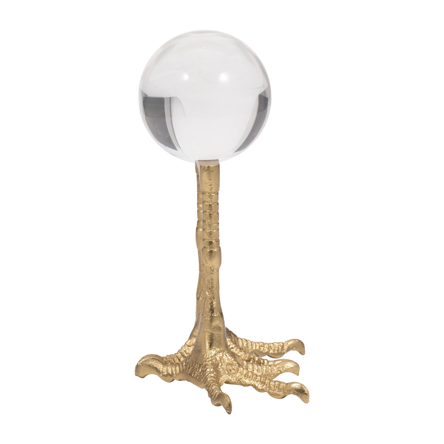 Metal Bird Feet Holding Acrylic Ball Figurine - Gold, 8 in.