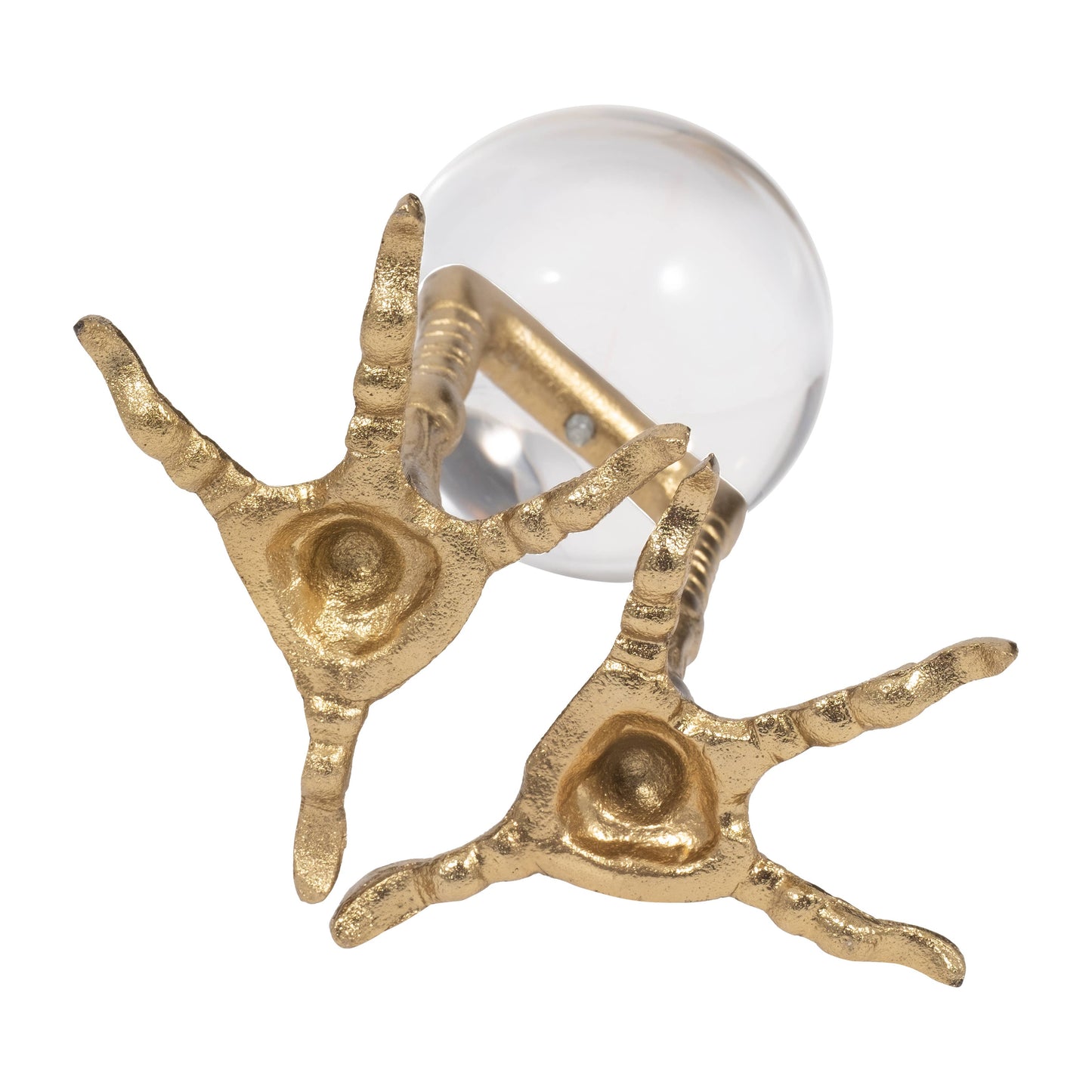 Metal Bird Feet Holding Acrylic Ball Figurine - Gold, 8 in.