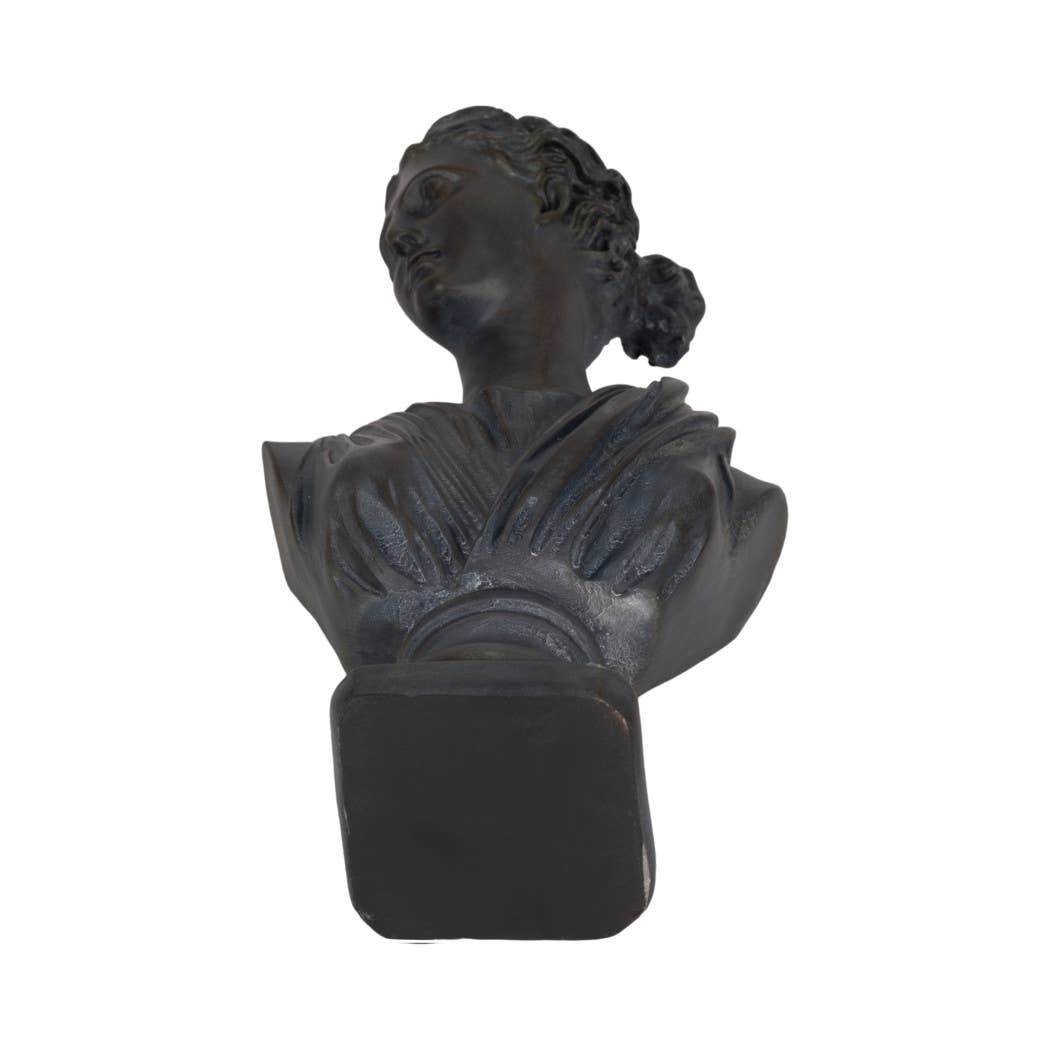 Resin Grecian Bust Distressed Sculpture - Bronze, 12 in.