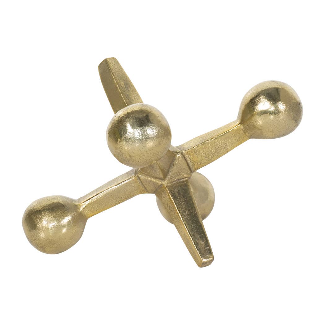 Metal Modern Jacks Decorative Sculpture - Gold, 5 in.