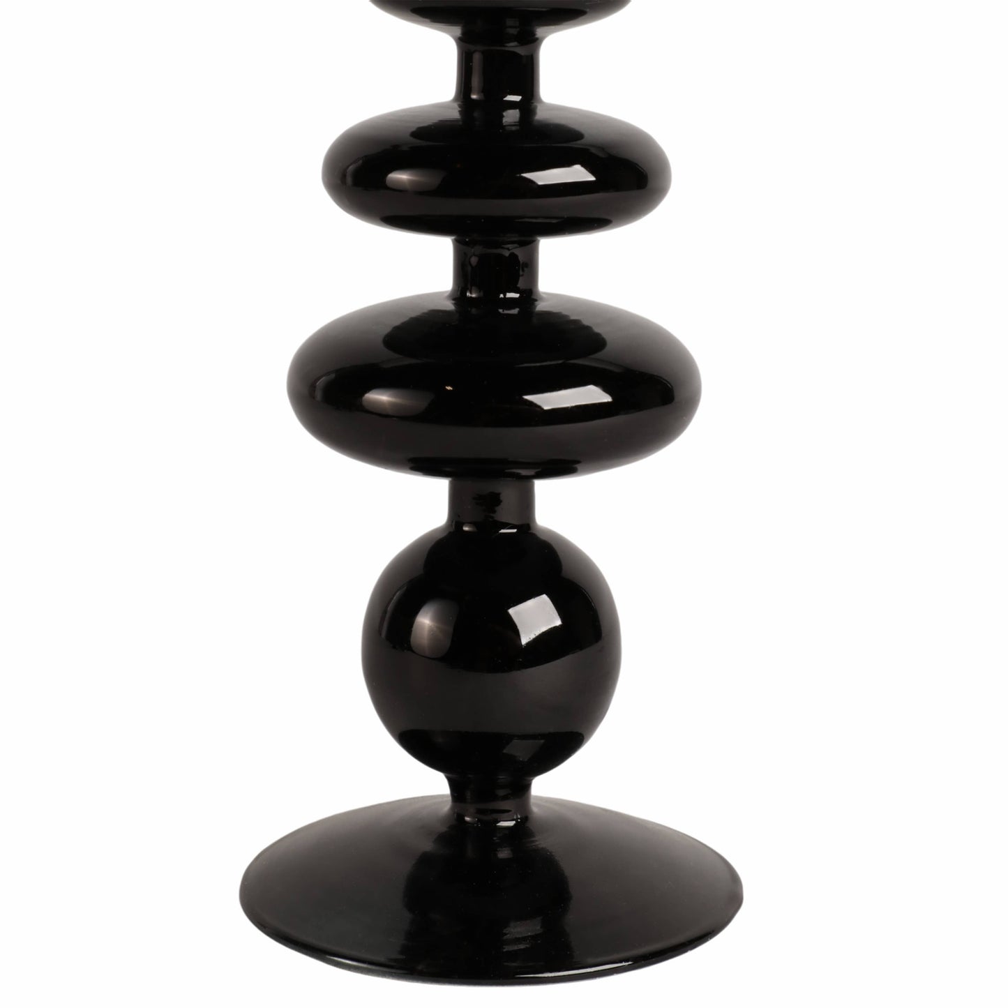 Glass Vintage Bubble Taper Candle Holder - Black, 11 in.