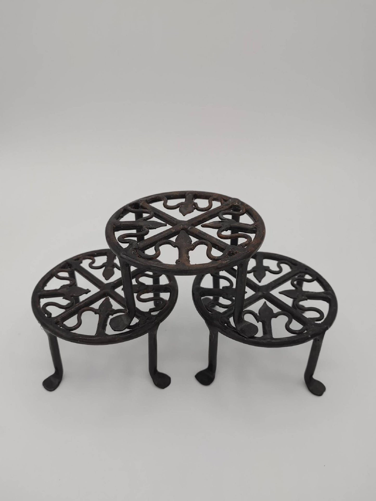 4" Round Wrought Iron Plant Stand