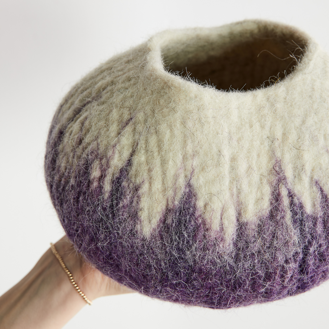 Violet Purple Decorative Wool Ukhamba Bowl