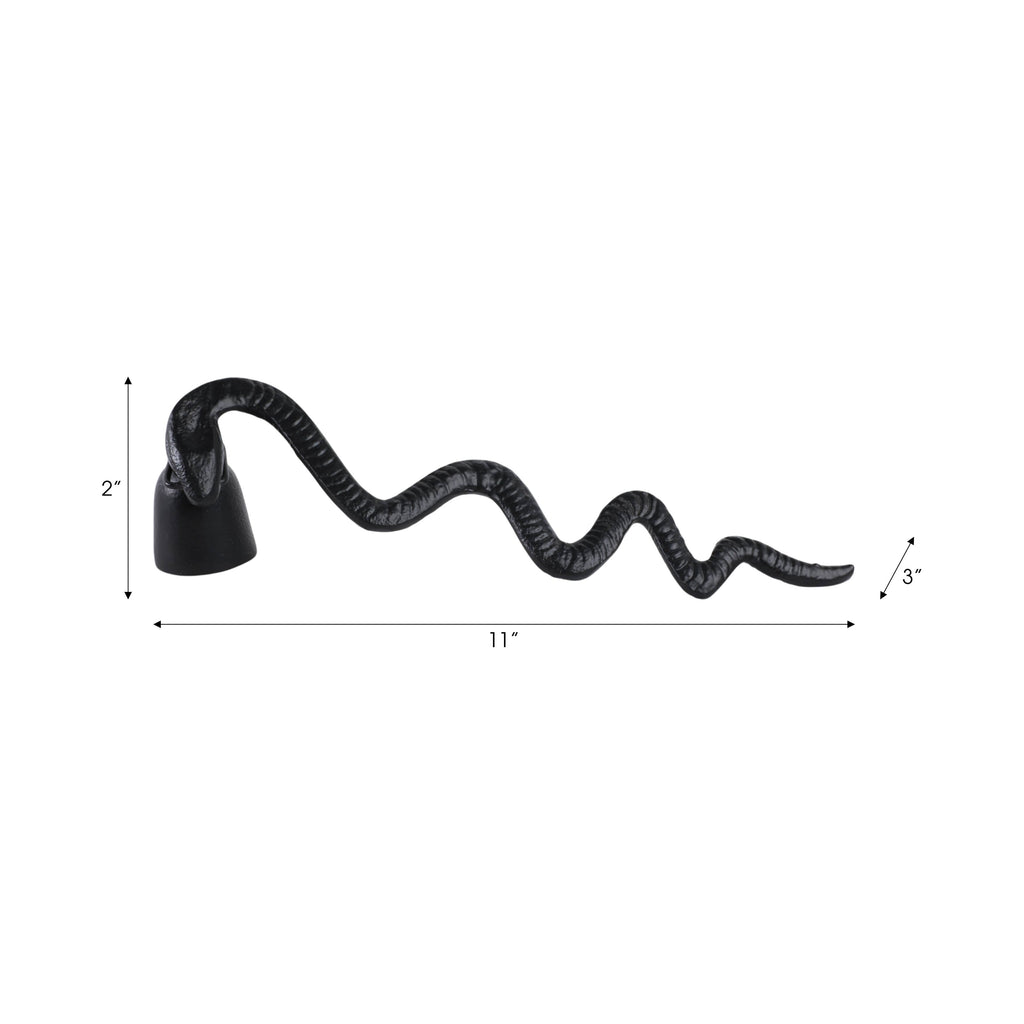 Metal Modern Snake Figurine Candle Snuffer - Black, 11 in.