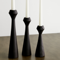 Tapered Diamond Wood Candle Holder in Cognac, Natural and Espresso