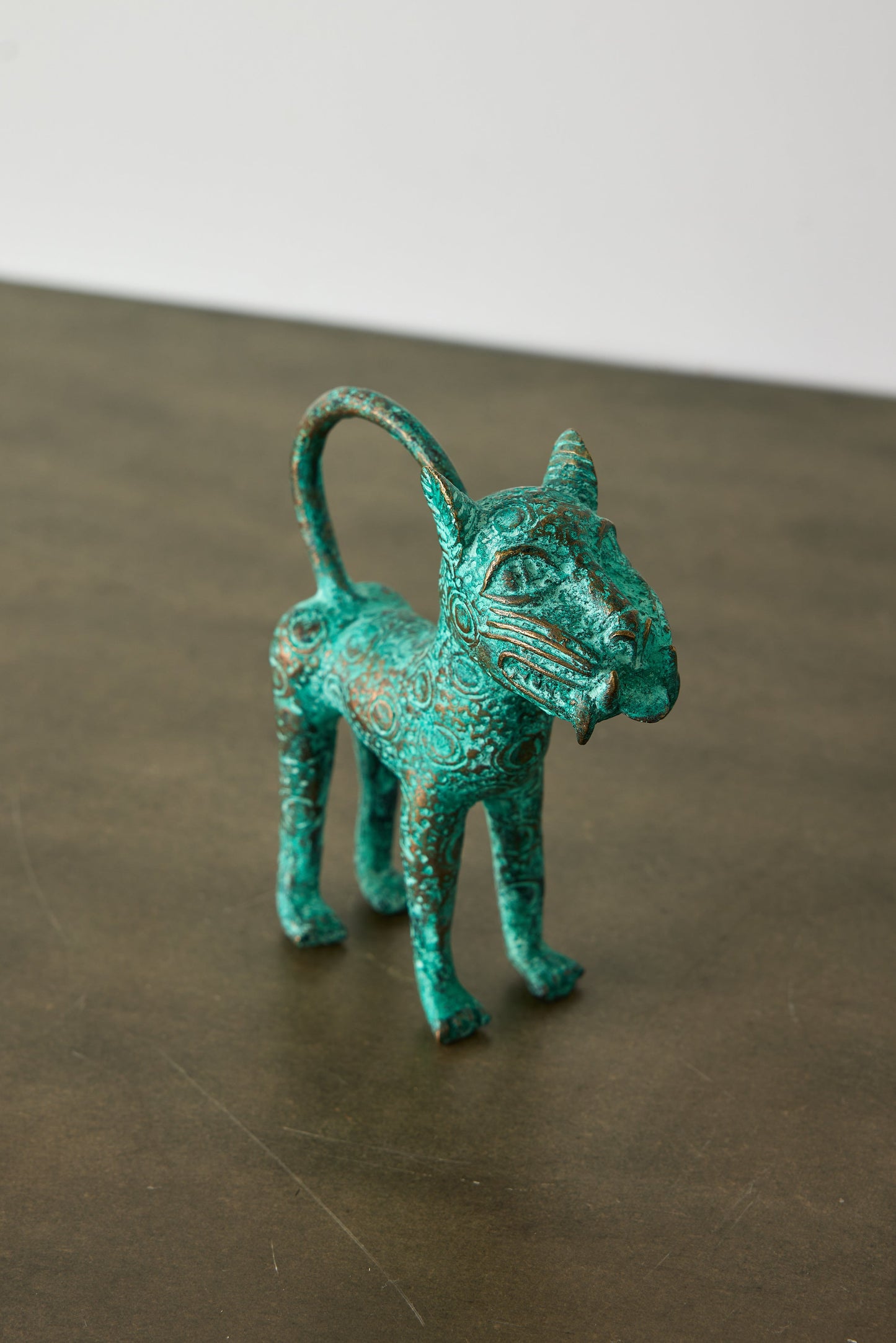 Mini Benin Bronze Metal Leopard Figurine