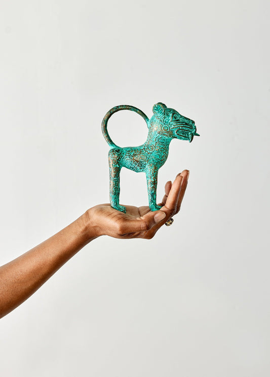 Mini Benin Bronze Metal Leopard Figurine