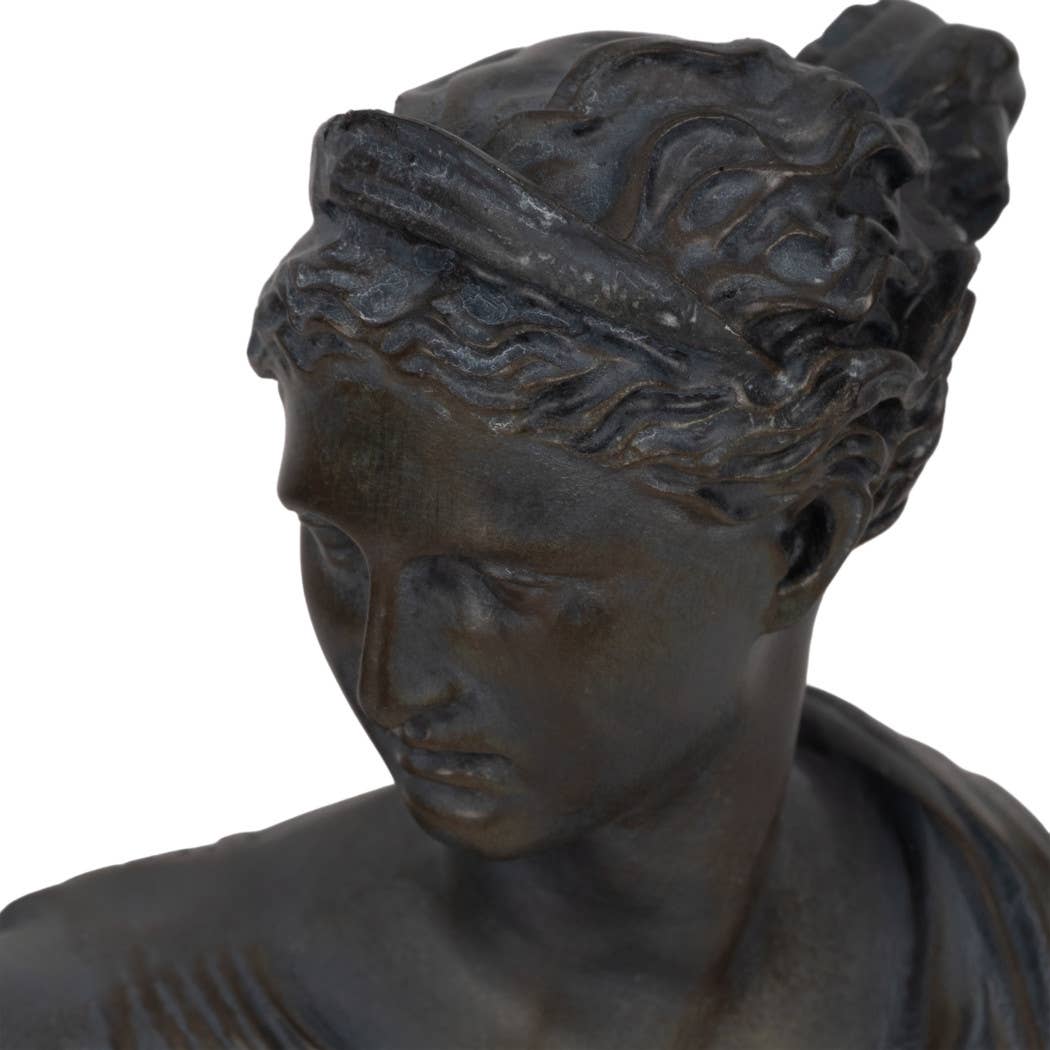 Resin Grecian Bust Distressed Sculpture - Bronze, 12 in.