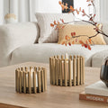 Pela Pillar Ring Warm Gold Modern Candle Holders - Set of 2
