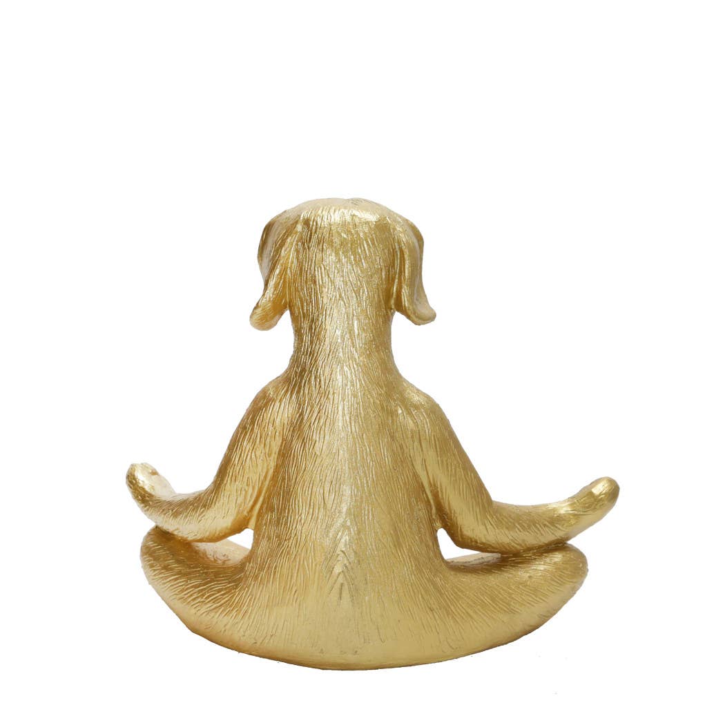 Resin Textured Meditating Dog Figurine - Gold, 6 in.