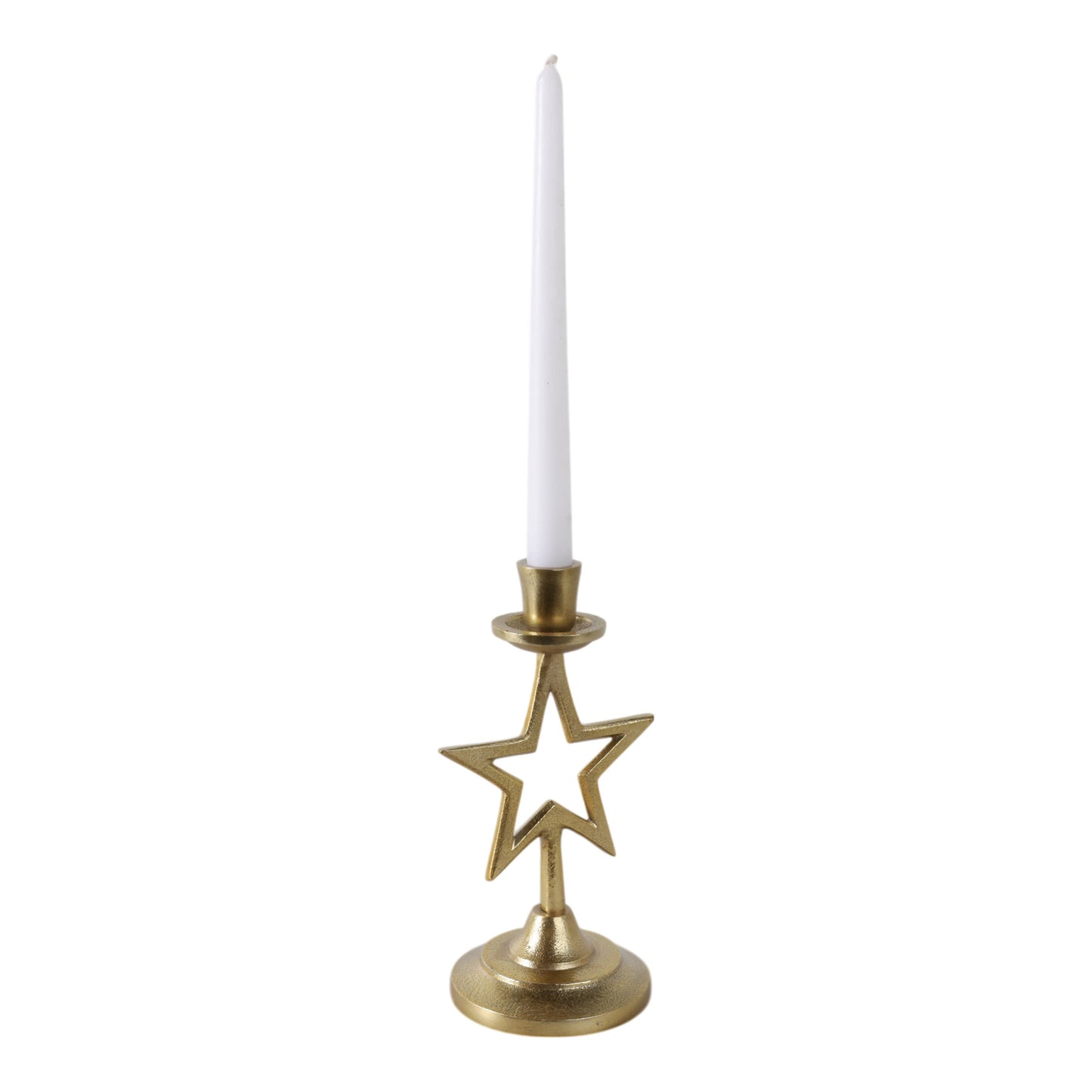 Aluminum Boho Cut-Out Star Taper Holder - Gold, 9 in.