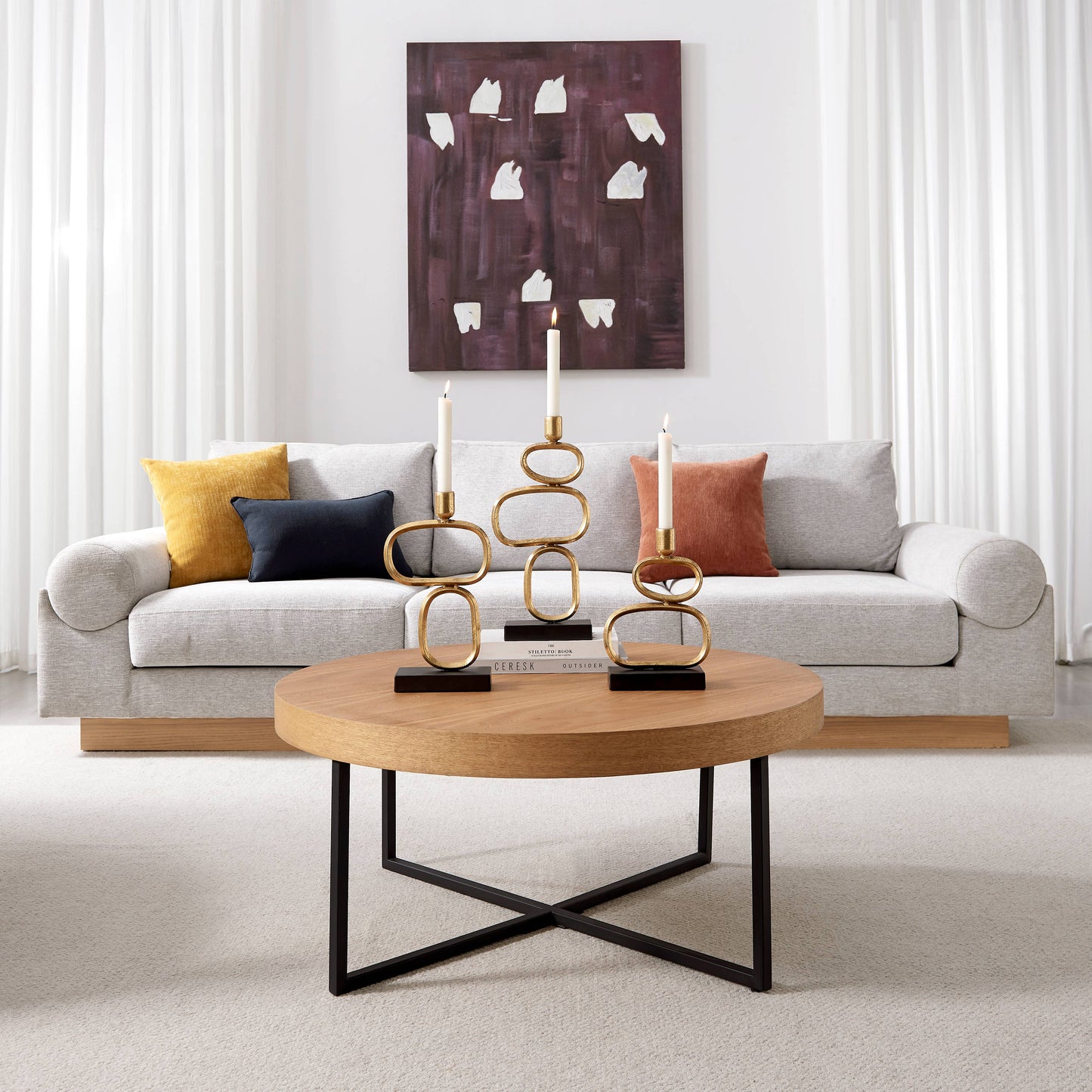 Eduardo Gold and Black Candlestick Candle Holders - Set of 3