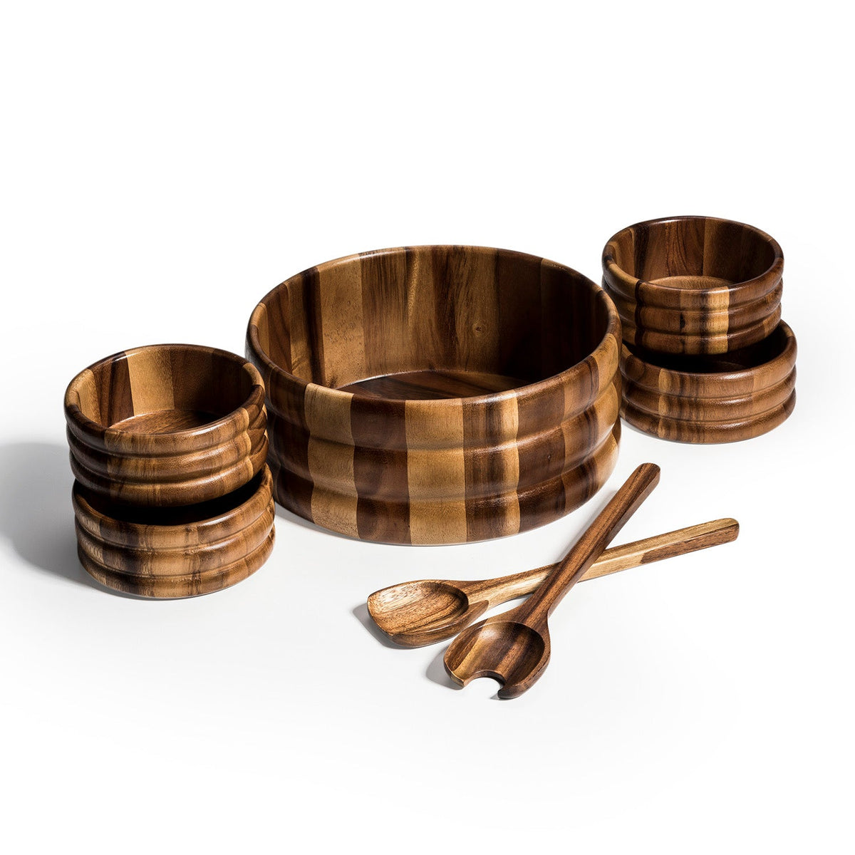 Extra Large Salad Bowl with Servers and 4 Individuals - 330C7