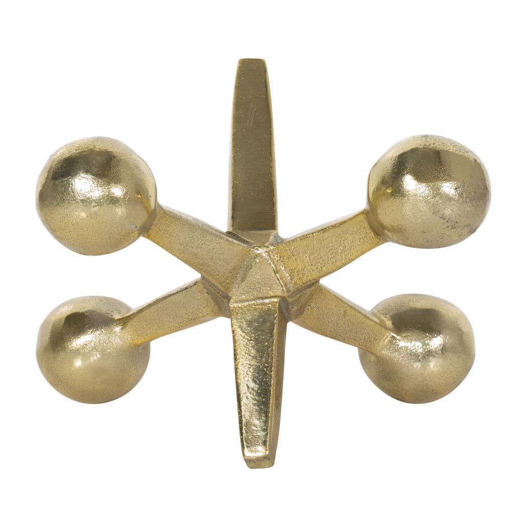 Metal Modern Jacks Decorative Sculpture - Gold, 5 in.