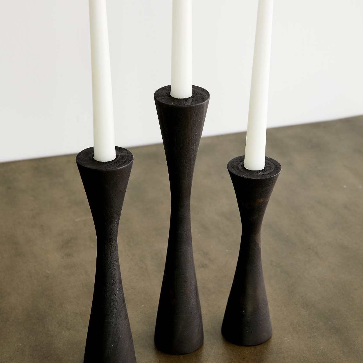 Geo Tapered Wooden Candlestick Holder
