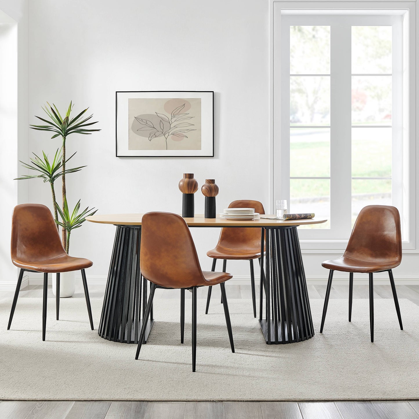 Milo Slickpin Two Tone Tabletop Vases Black Walnut Set of 2