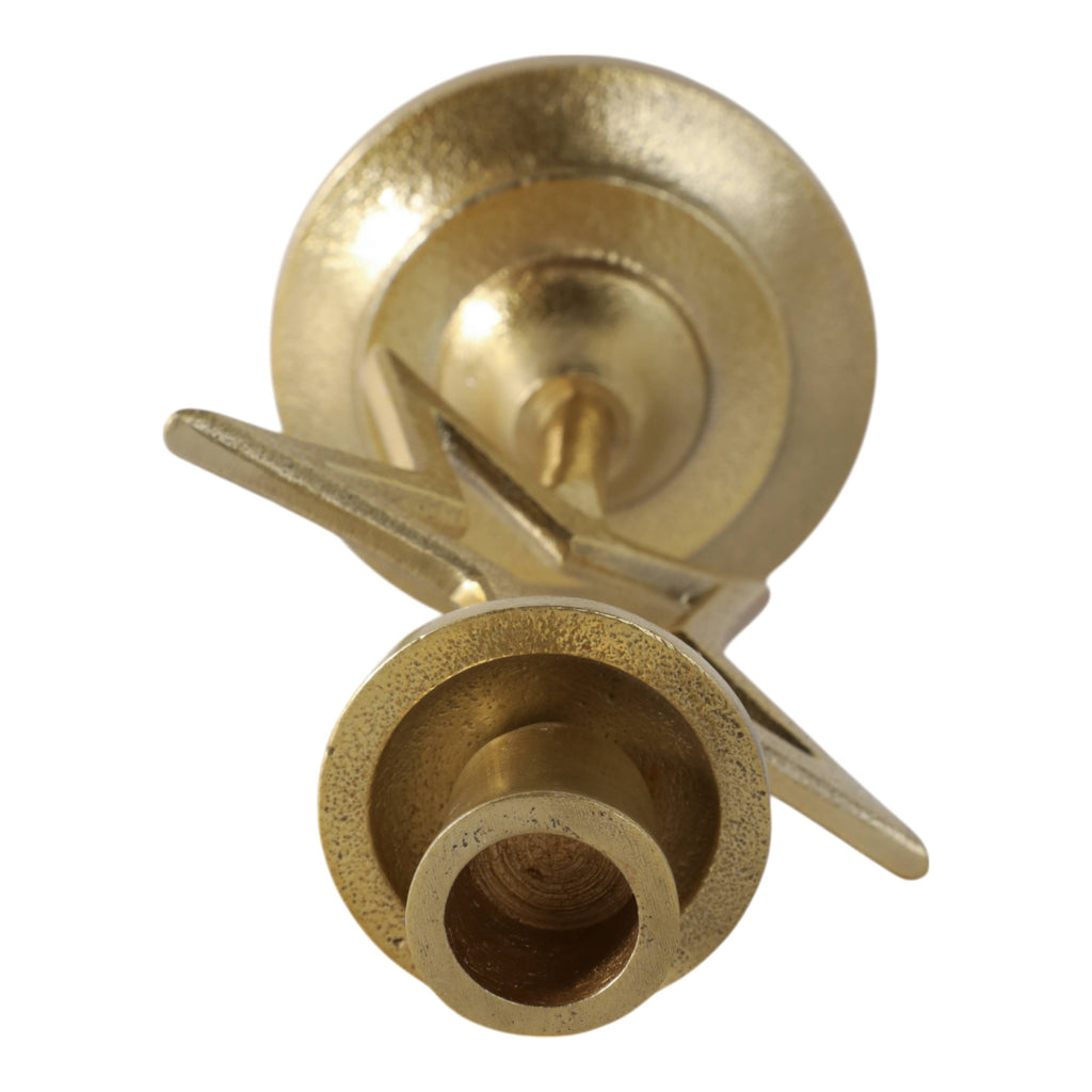 Aluminum Boho Cut-Out Star Taper Holder - Gold, 9 in.