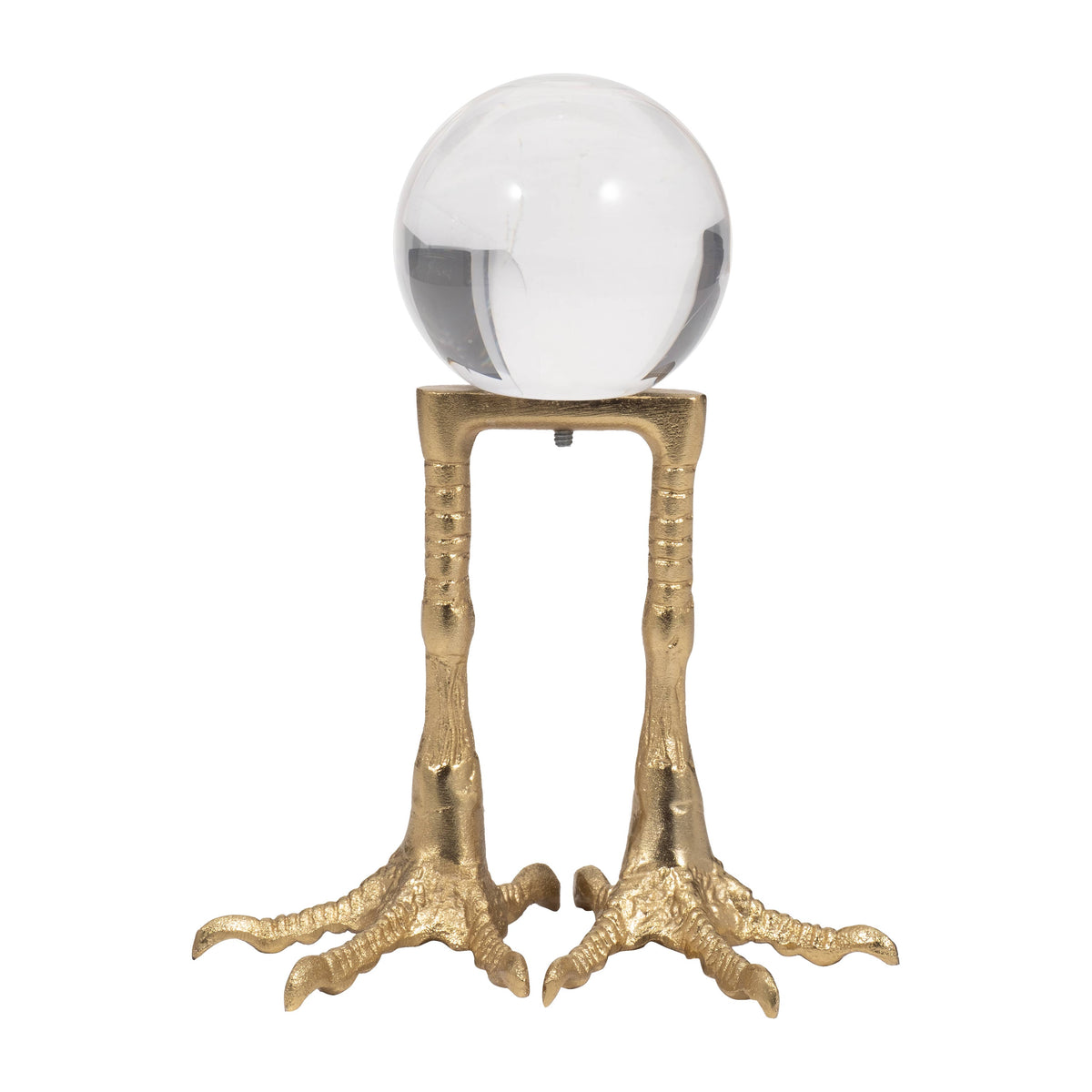 Metal Bird Feet Holding Acrylic Ball Figurine - Gold, 8 in.