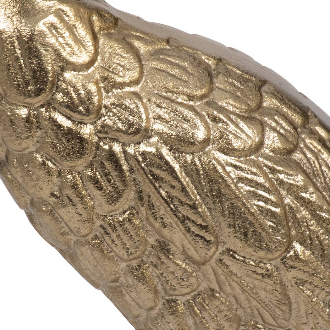 Metal Standing Crane Gleaming Finish Figurine - Gold, 16 in.