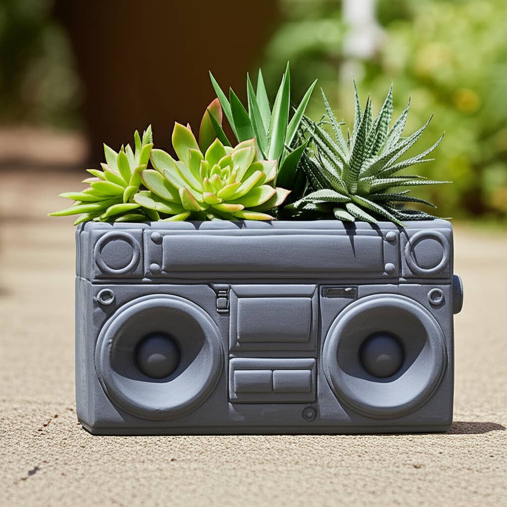 Ceramic Stereo Planter Pot Garden Decor - Gray, 13 in.