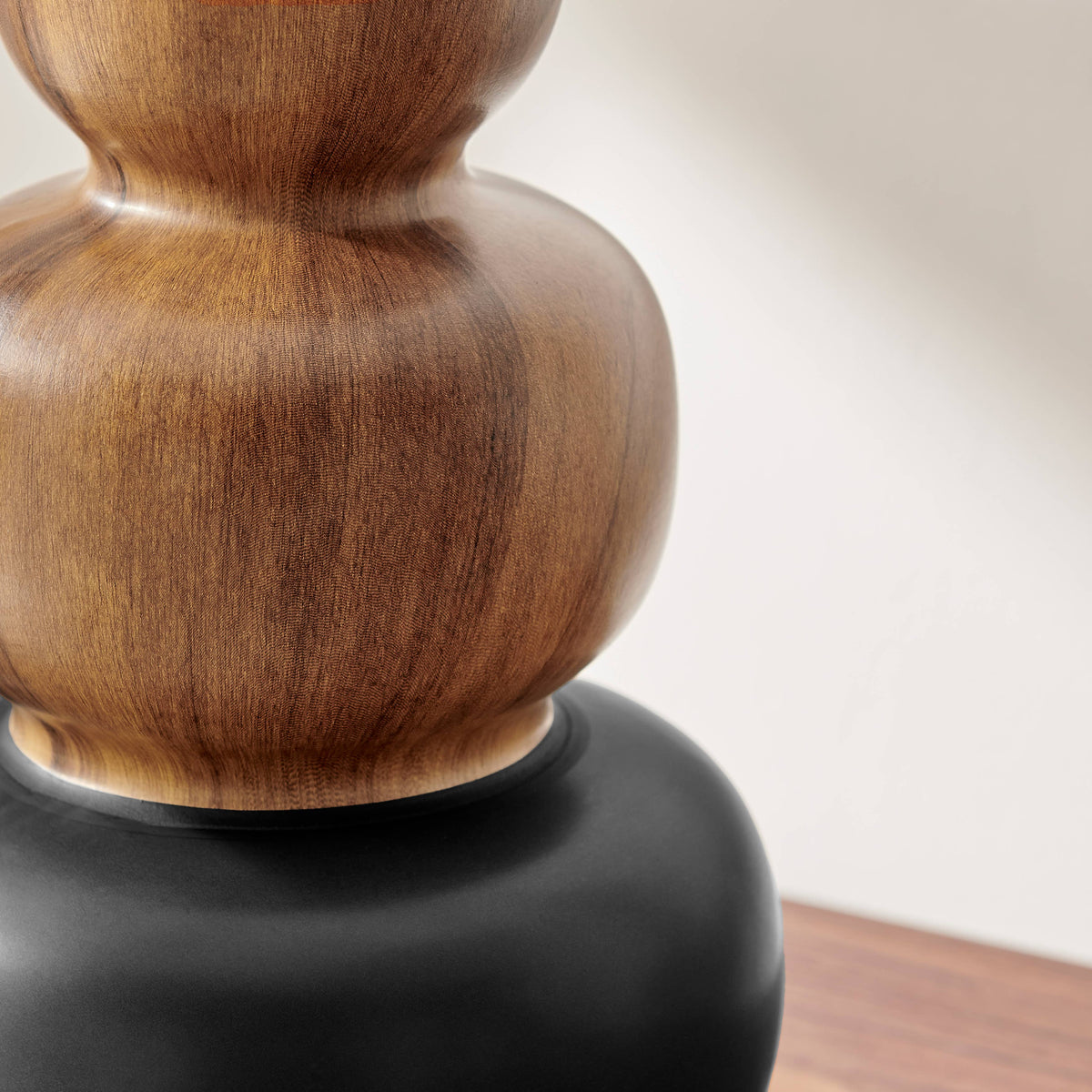 Milo Trinnet 3 Tier Stack Two Tone Vase Black and Walnut