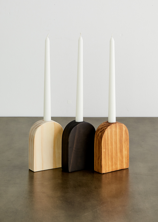 Arch Wooden Taper Candle Holder