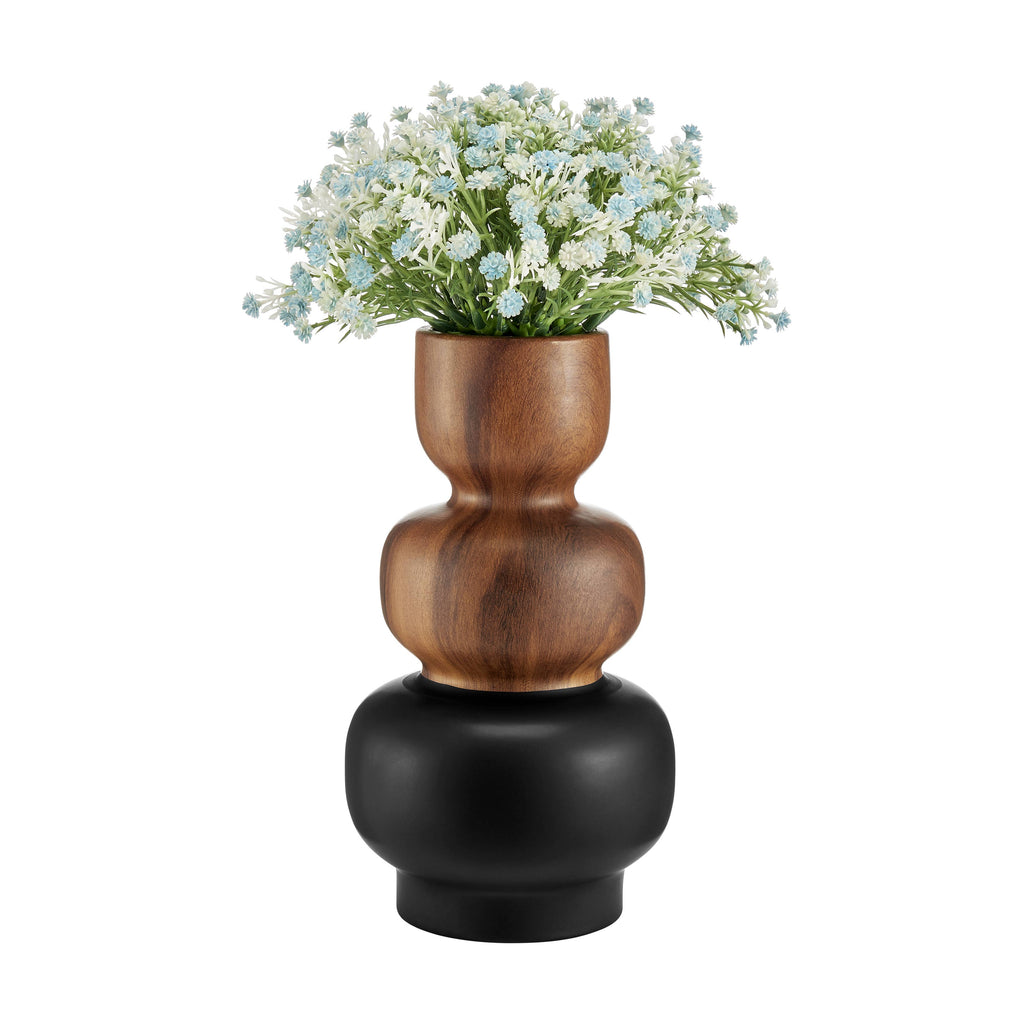 Milo Trinnet 3 Tier Stack Two Tone Vase Black and Walnut