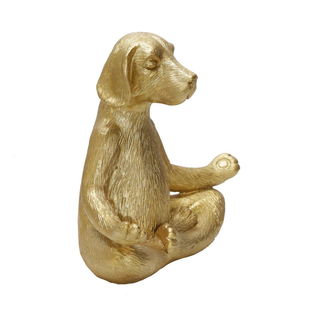 Resin Textured Meditating Dog Figurine - Gold, 6 in.