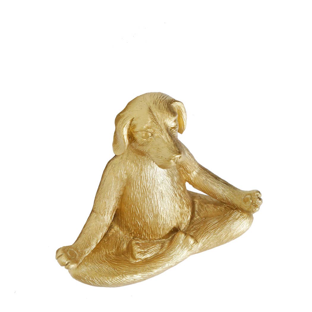 Resin Textured Meditating Dog Figurine - Gold, 6 in.