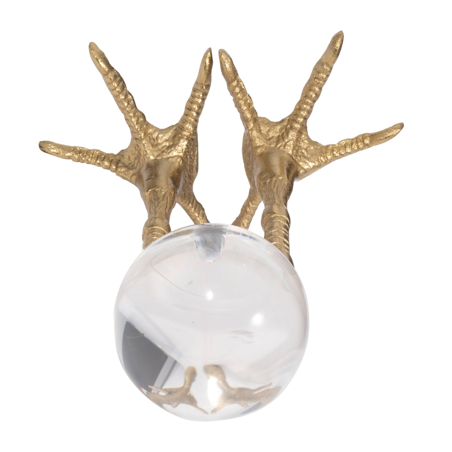 Metal Bird Feet Holding Acrylic Ball Figurine - Gold, 8 in.