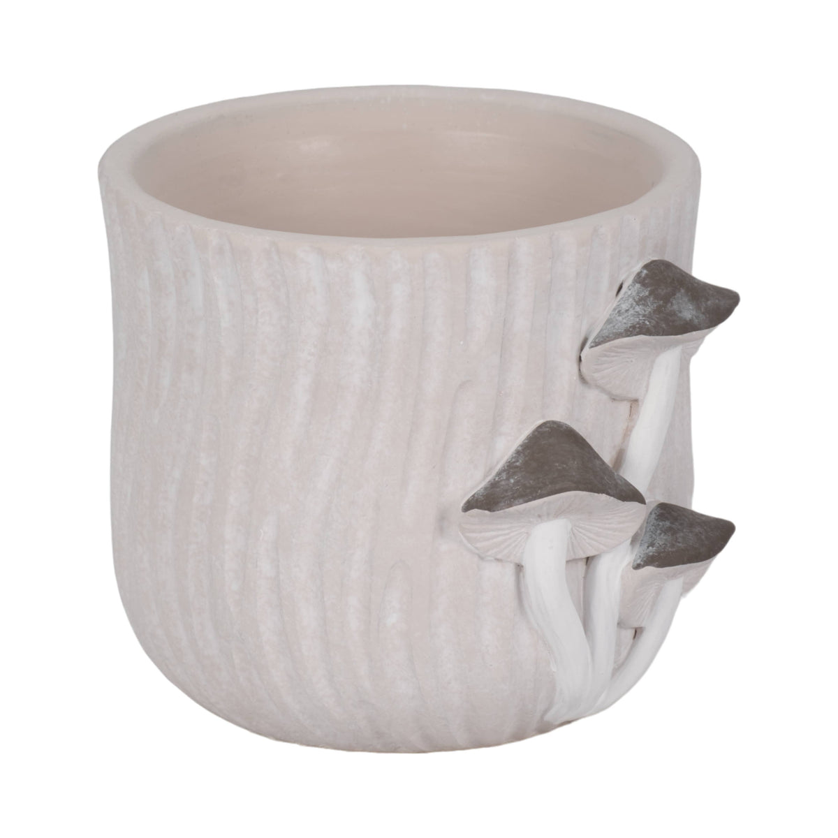 Ceramic Handcrafted Mushroom Applique Planter - Gray, 6 in.
