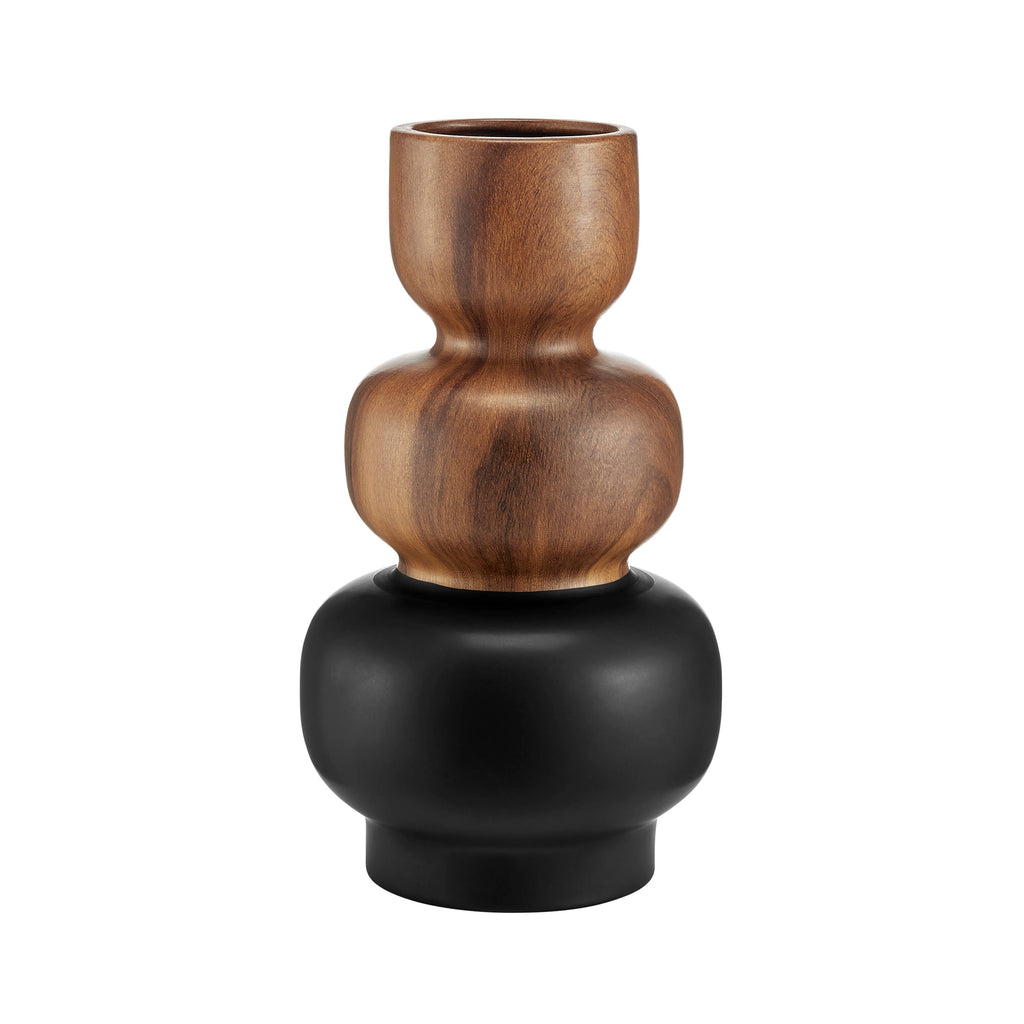 Milo Trinnet 3 Tier Stack Two Tone Vase Black and Walnut