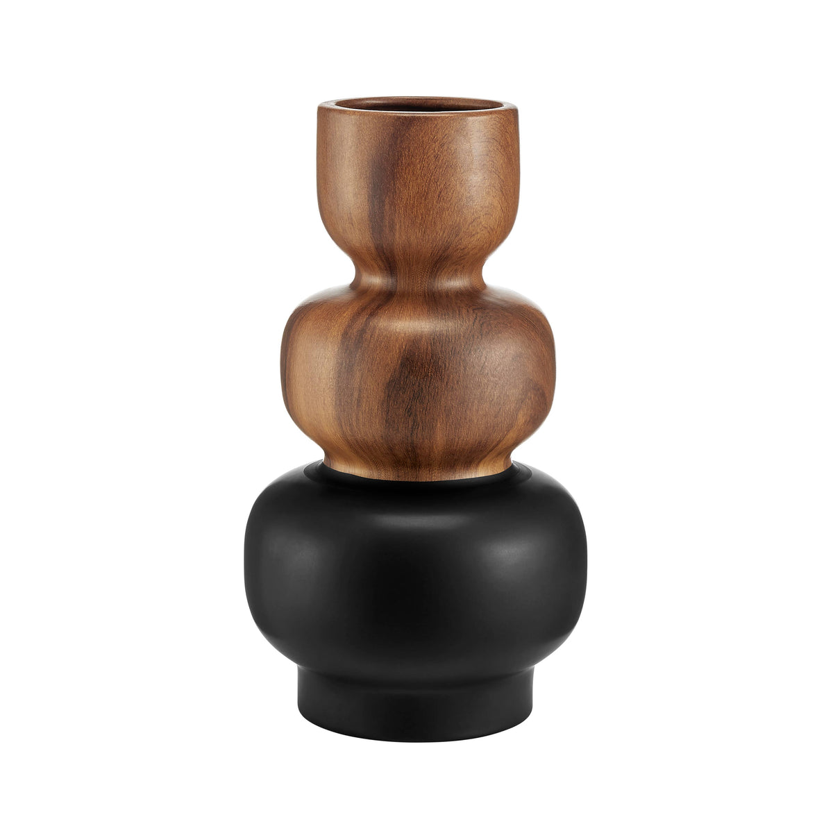 Milo Trinnet 3 Tier Stack Two Tone Vase Black and Walnut