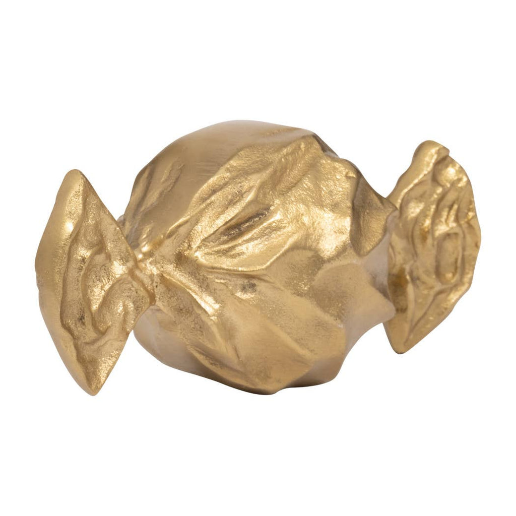 Gold 9 in. Metal Modern Solid Wrapped Candy Figurine