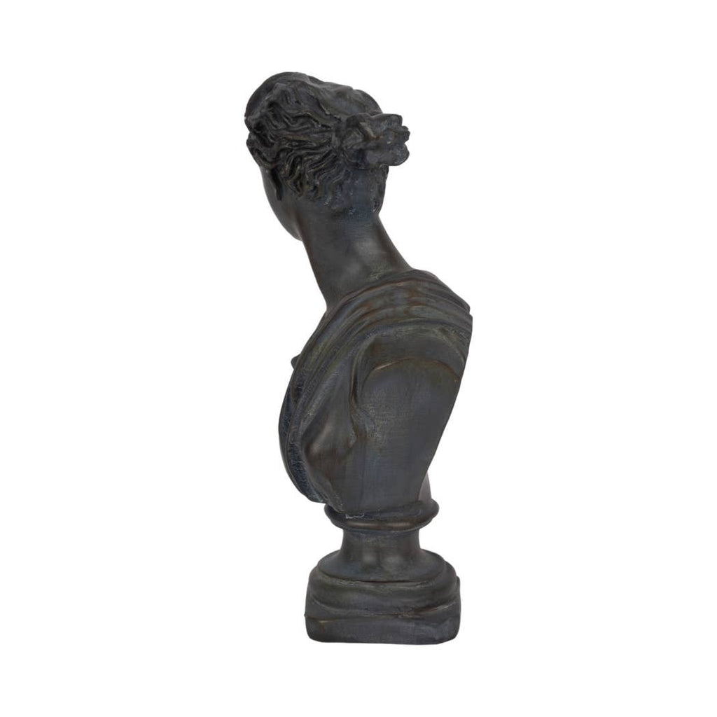Resin Grecian Bust Distressed Sculpture - Bronze, 12 in.