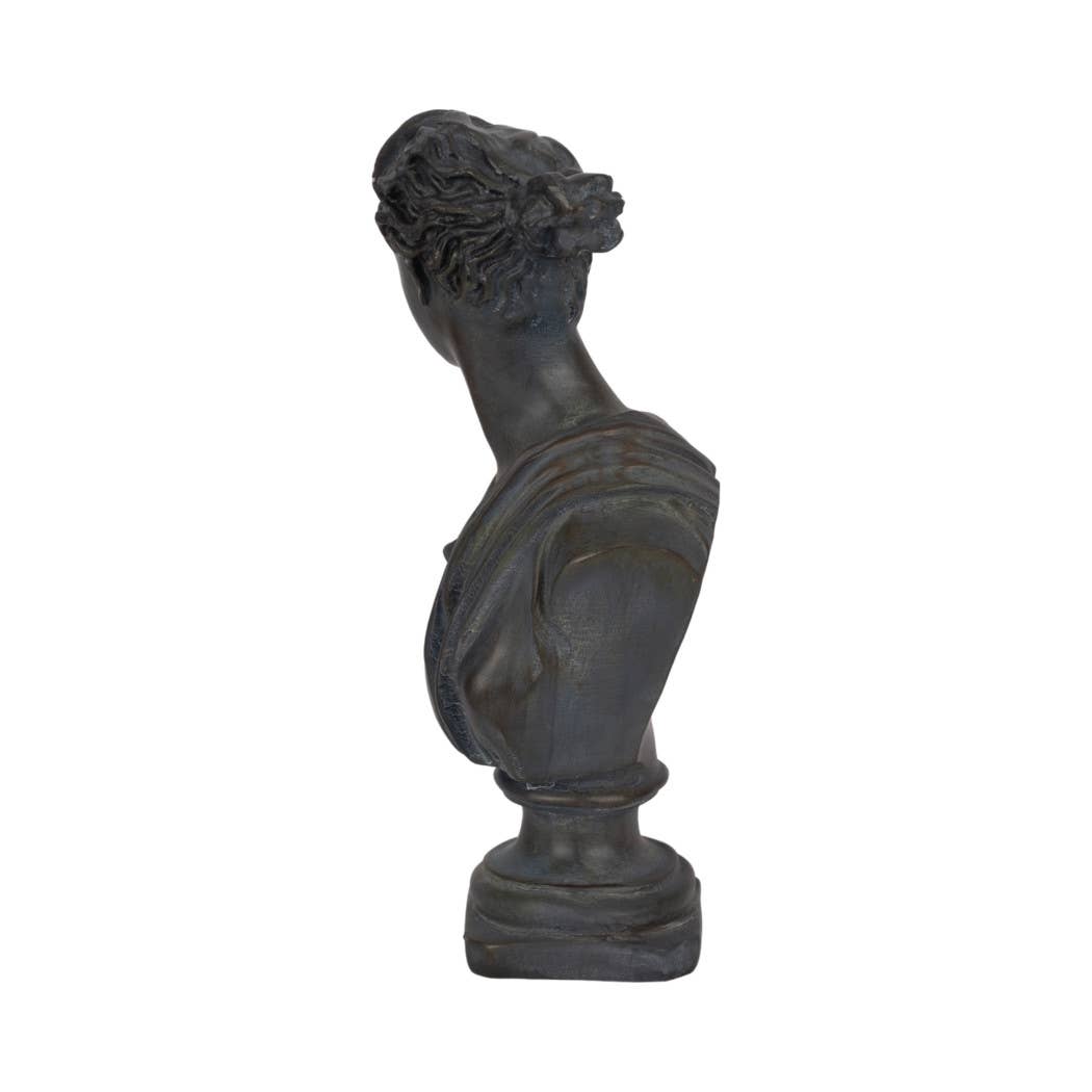 Resin Grecian Bust Distressed Sculpture - Bronze, 12 in.