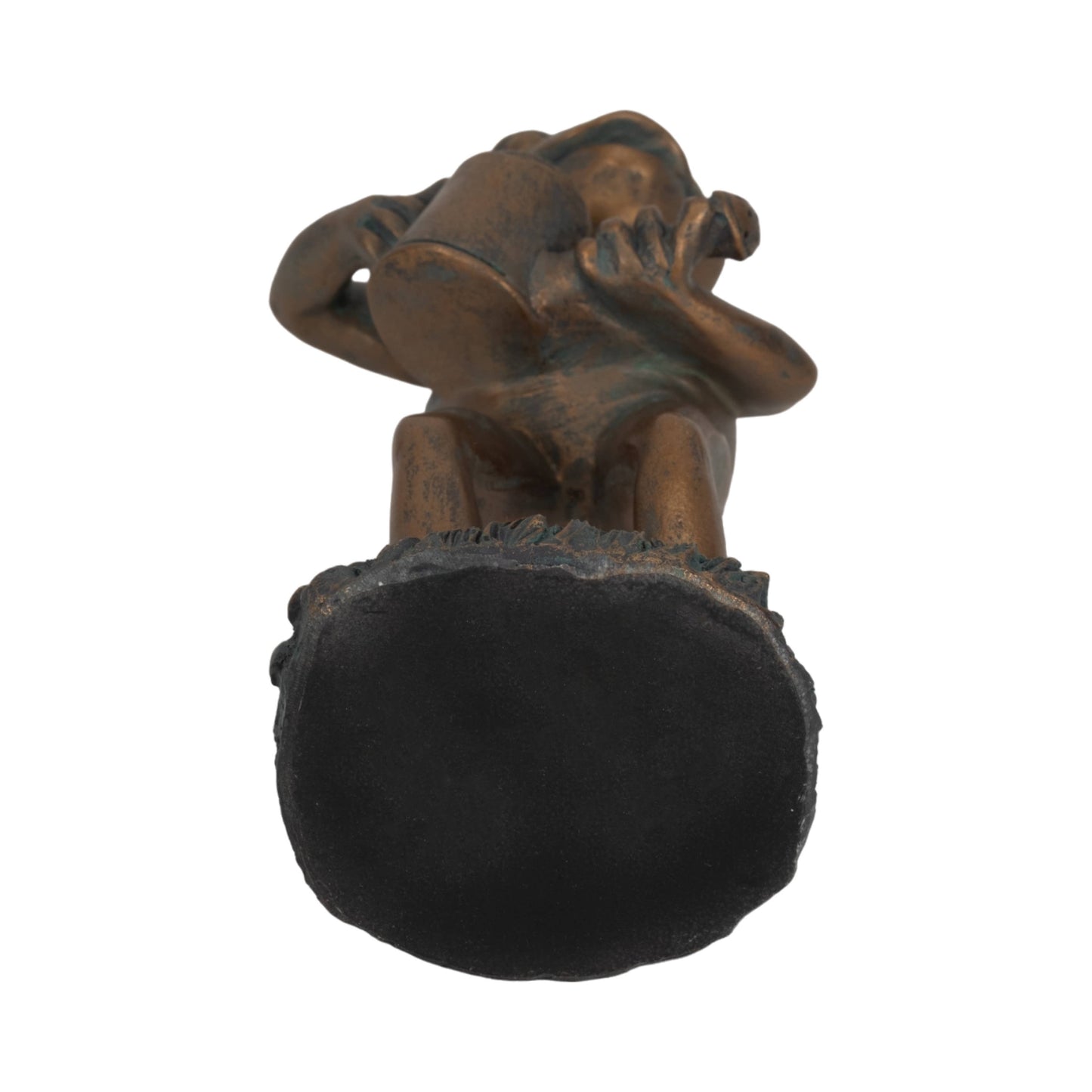 Resin Frog and Watering Can Garden Statue - Bronze, 10 in.