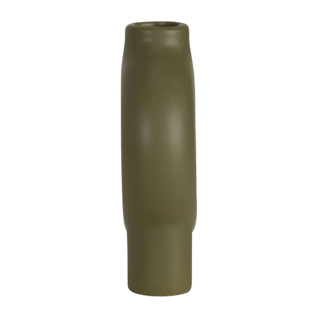Ceramic Donut Footed Decorative Vase - Green, 7 in.