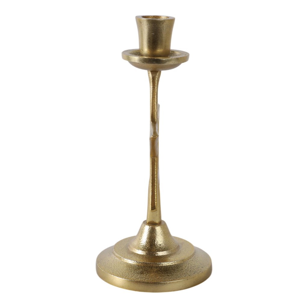 Aluminum Boho Cut-Out Star Taper Holder - Gold, 9 in.