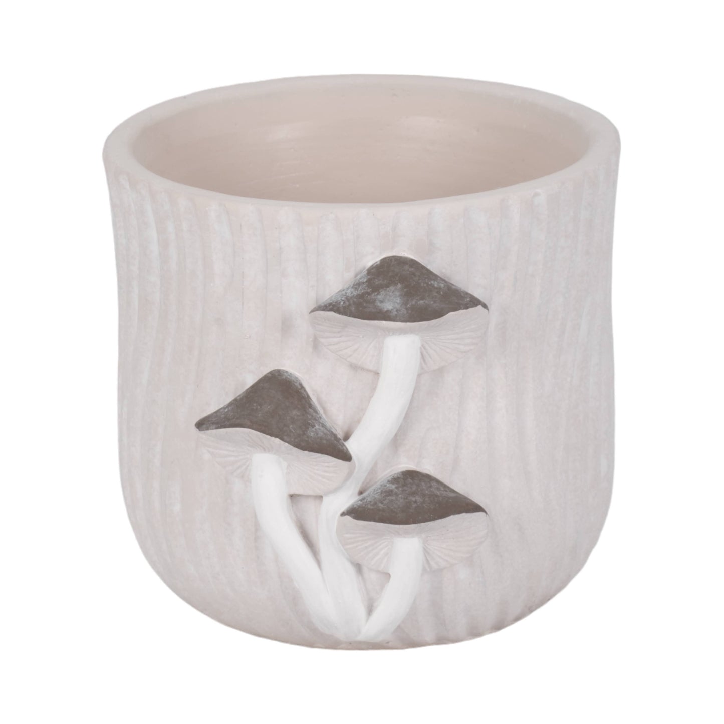 Ceramic Handcrafted Mushroom Applique Planter - Gray, 6 in.