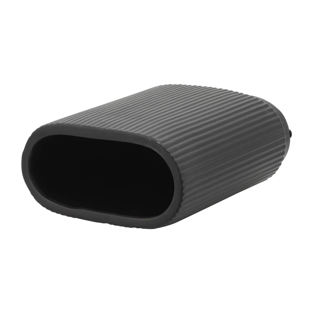 Ceramic Modern Ridged Decorative Vase - Black, 8 in.