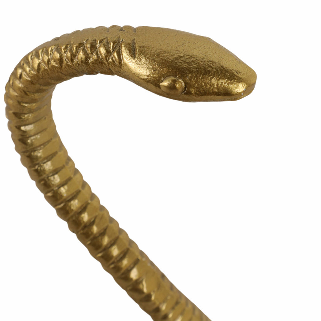Metal Solid Tall Snake Decorative Figurine - Gold, 10 in.